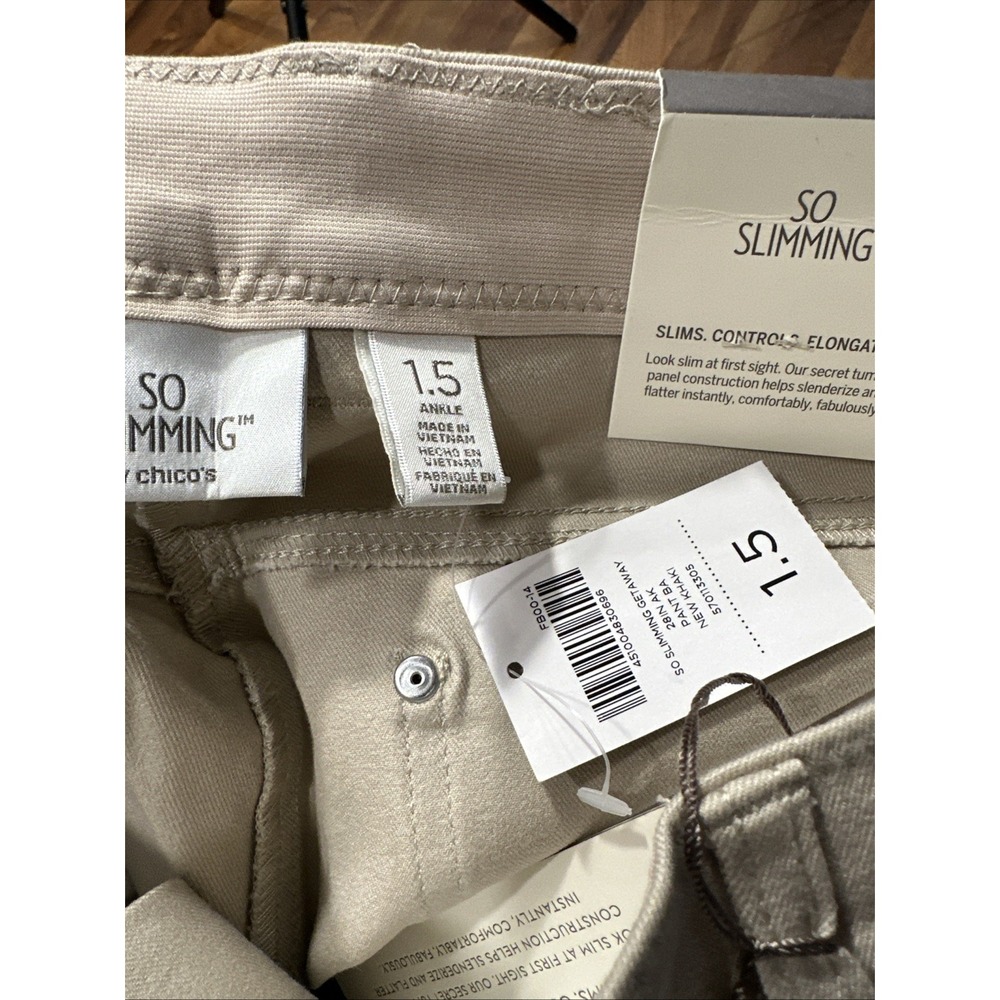 Chico's So Slimming Size 1.5/10 Getaway Ankle Pant Women's New Khaki Color NWT - Picture 7 of 9